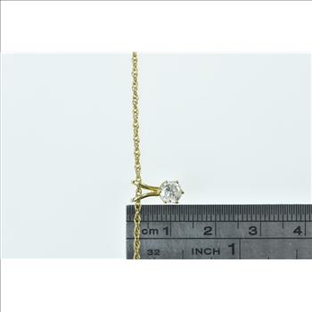 14K 0.46 Ct Diamond Round Solitaire Classic Yellow Gold Pendant 16.75