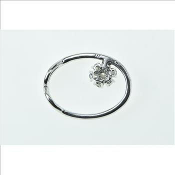 14K 0.46 Ctw Diamond Oval Flower Cluster Floral White Gold Pendant