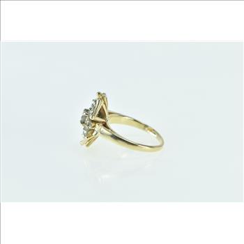 14K 0.46 Ctw Diamond Vintage Flower Cluster Yellow Gold Ring, Size 3.75