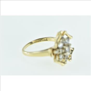 14K 0.46 Ctw Diamond Vintage Flower Cluster Yellow Gold Ring, Size 3.75