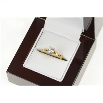 14K 0.47 Ct VVS Diamond Solitaire Engagement Yellow Gold Ring, Size 6