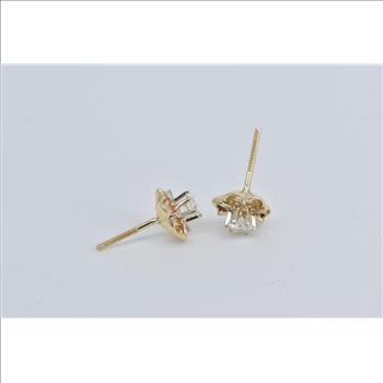 14K 0.48 Ctw Natural Diamond Vintage Solitaire Stud Yellow Gold Earrings