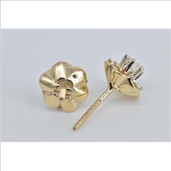 14K 0.48 Ctw Natural Diamond Vintage Solitaire Stud Yellow Gold Earrings