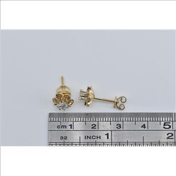 14K 0.48 Ctw Natural Diamond Vintage Solitaire Stud Yellow Gold Earrings