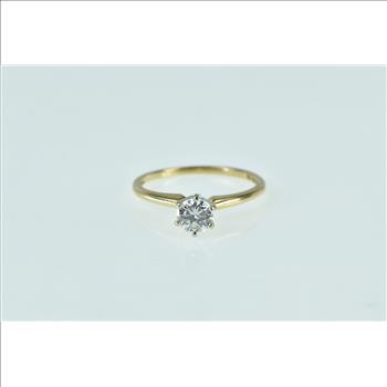 14K 0.50 Ct Diamond Classic Solitaire Engagement Yellow Gold Ring, Size 5.75