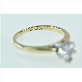 14K 0.50 Ct Diamond Heart Love Engagement Yellow Gold Ring, Size 4.75