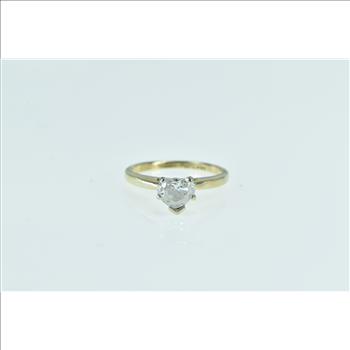 14K 0.50 Ct Diamond Heart Love Engagement Yellow Gold Ring, Size 4.75