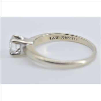 14K 0.50 Ct Natural Diamond Solitaire Engagement White Gold Ring, Size 5