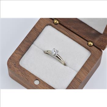 14K 0.50 Ct Natural Diamond Solitaire Engagement White Gold Ring, Size 5