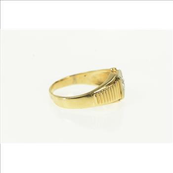 14K 0.50 Ct Old European Cut Men's Diamond Yellow Gold Ring, Size 12