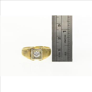14K 0.50 Ct Old European Cut Men's Diamond Yellow Gold Ring, Size 12