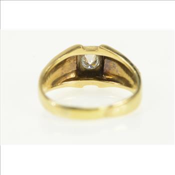 14K 0.50 Ct Old European Cut Men's Diamond Yellow Gold Ring, Size 12