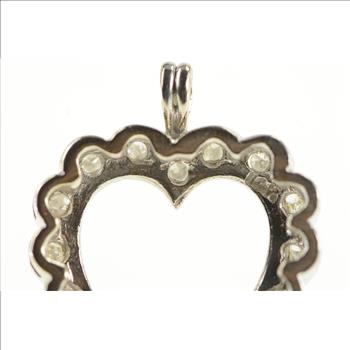 14K 0.50 Ctw 1950's Diamond Heart Love Symbol White Gold Pendant