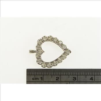 14K 0.50 Ctw 1950's Diamond Heart Love Symbol White Gold Pendant