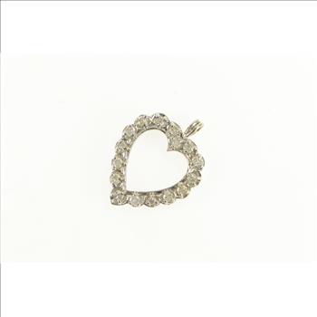 14K 0.50 Ctw 1950's Diamond Heart Love Symbol White Gold Pendant