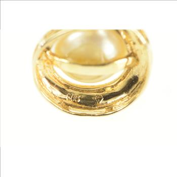 14K 0.50 Ctw Baguette Diamond Pearl Wavy Swirl Yellow Gold Pendant