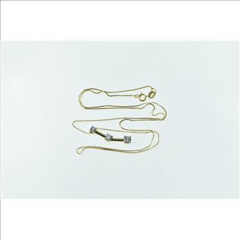 14K 0.50 Ctw Diamond Tiered Bar 0.5mm Box Chain Yellow Gold Necklace 18