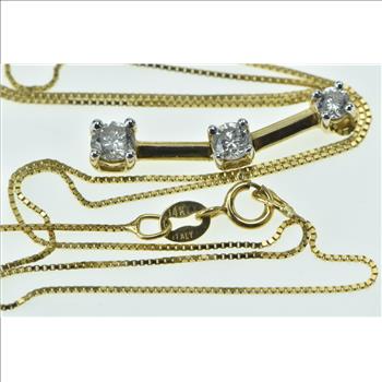 14K 0.50 Ctw Diamond Tiered Bar 0.5mm Box Chain Yellow Gold Necklace 18