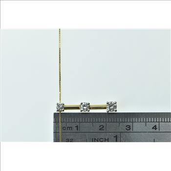 14K 0.50 Ctw Diamond Tiered Bar 0.5mm Box Chain Yellow Gold Necklace 18