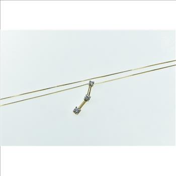 14K 0.50 Ctw Diamond Tiered Bar 0.5mm Box Chain Yellow Gold Necklace 18