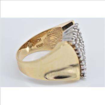 14K 0.50 Ctw Diamond Vintage Curved Cluster Yellow Gold Ring, Size 8.5