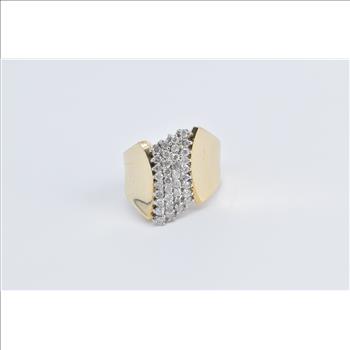 14K 0.50 Ctw Diamond Vintage Curved Cluster Yellow Gold Ring, Size 8.5