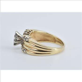 14K 0.50 Ctw Marquise Natural Diamond Engagement Yellow Gold Ring, Size 5.25