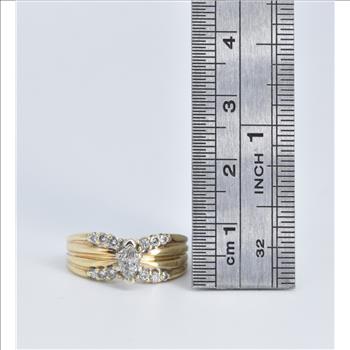 14K 0.50 Ctw Marquise Natural Diamond Engagement Yellow Gold Ring, Size 5.25
