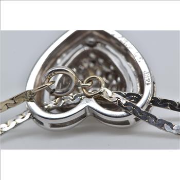 14K 0.50 Ctw Natural Diamond Heart Chain White Gold Necklace 17.25