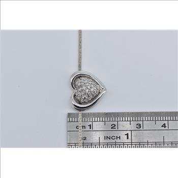 14K 0.50 Ctw Natural Diamond Heart Chain White Gold Necklace 17.25