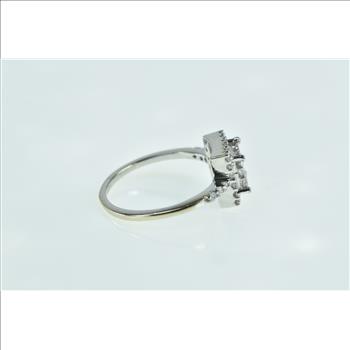 14K 0.50 Ctw Princess Diamond Square Halo White Gold Ring, Size 6.5