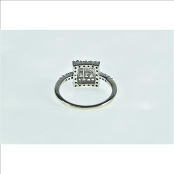 14K 0.50 Ctw Princess Diamond Square Halo White Gold Ring, Size 6.5