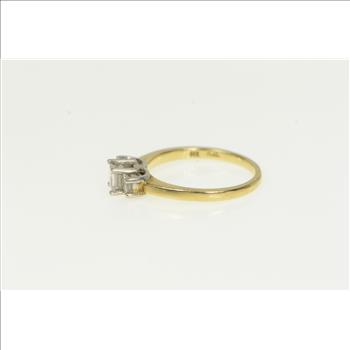 14K 0.50 Ctw Princess Three Diamond Engagement Yellow Gold Ring, Size 6.75