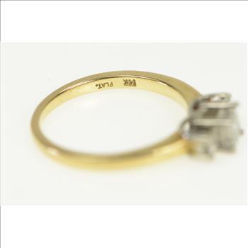 14K 0.50 Ctw Princess Three Diamond Engagement Yellow Gold Ring, Size 6.75