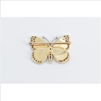 14K 0.52 Ctw Diamond Butterfly Beauty Symbol Yellow Gold Pin/Brooch