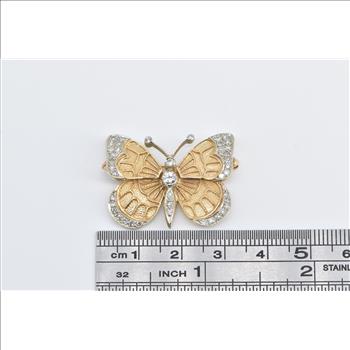 14K 0.52 Ctw Diamond Butterfly Beauty Symbol Yellow Gold Pin/Brooch