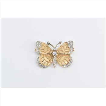 14K 0.52 Ctw Diamond Butterfly Beauty Symbol Yellow Gold Pin/Brooch