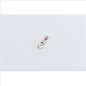 14K 0.55 Ctw Diamond Two Stone Vintage Classic Yellow Gold Pendant