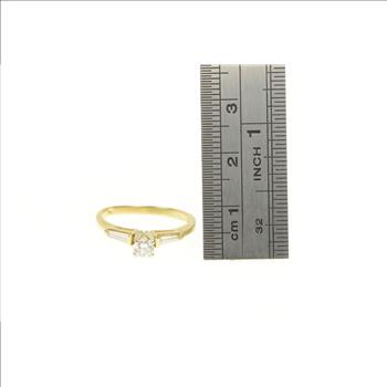 14K 0.55 Ctw Diamond VVS Baguette Engagement Yellow Gold Ring, Size 6