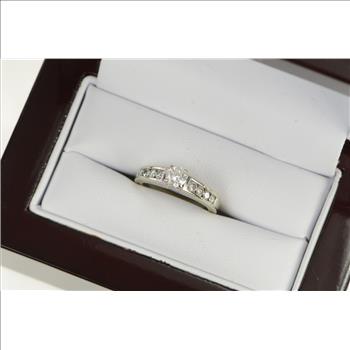 14K 0.56 Ctw Diamond Classic Engagement White Gold Ring, Size 4