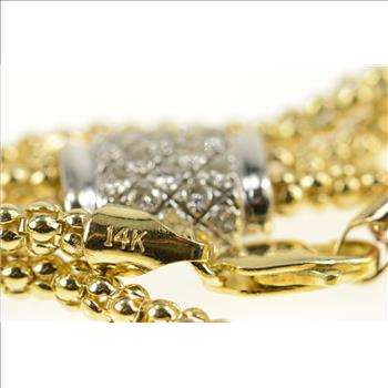 14K 0.56 Ctw Diamond Popcorn Bolo Tassel Fringe Yellow Gold Necklace 21