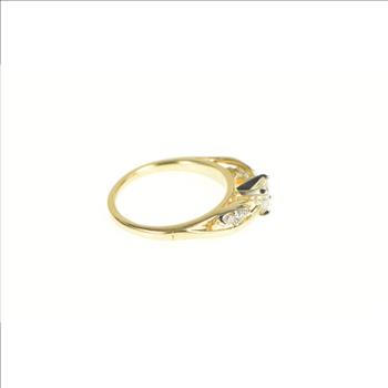 14K 0.56 Ctw Diamond Round Classic Engagement Yellow Gold Ring, Size 4.25