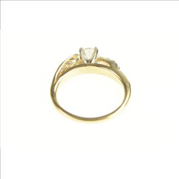 14K 0.56 Ctw Diamond Round Classic Engagement Yellow Gold Ring, Size 4.25