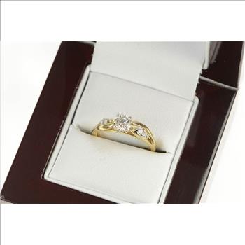 14K 0.56 Ctw Diamond Round Classic Engagement Yellow Gold Ring, Size 4.25