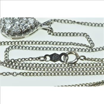 14K 0.56 Ctw Tear Drop Diamond Cluster Pendant White Gold Necklace 21.75