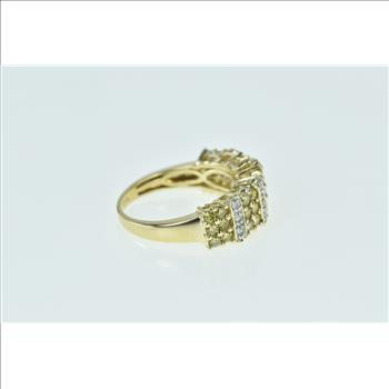 14K 0.57 Ctw Yellow & White Diamond Cluster Band Yellow Gold Ring, Size 6.25