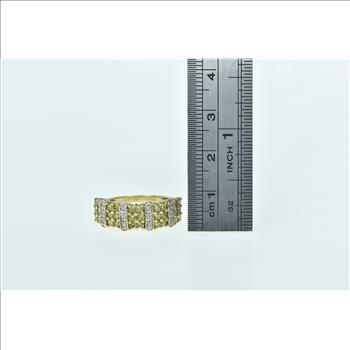 14K 0.57 Ctw Yellow & White Diamond Cluster Band Yellow Gold Ring, Size 6.25