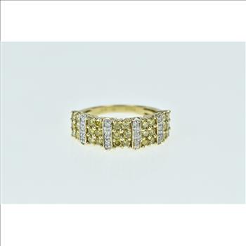 14K 0.57 Ctw Yellow & White Diamond Cluster Band Yellow Gold Ring, Size 6.25