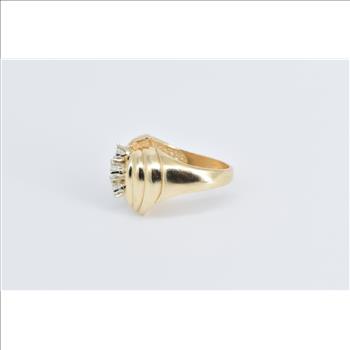 14K 0.59 Ctw Natural Diamond Vintage Grooved Yellow Gold Ring, Size 7