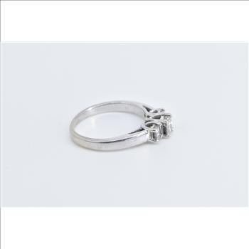 14K 0.59 Ctw Natural Princess Diamond Engagement White Gold Ring, Size 5.5